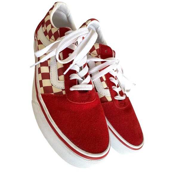Vans Womens Red & White Checkered Sneakers Size‎ 9 - Picture 2 of 9